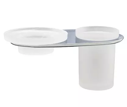 Стакан для зубных щеток Wasserkraft Kammel K-8326 с мыльницей, матовое стекло, хром