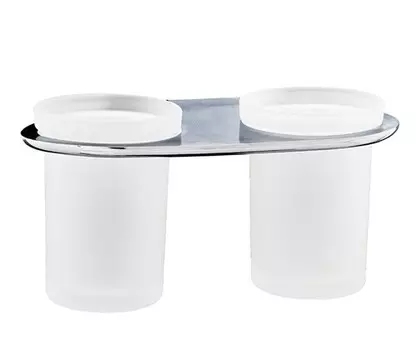 Стакан для зубных щеток Wasserkraft Kammel K-8328D двойной, матовое стекло, хром