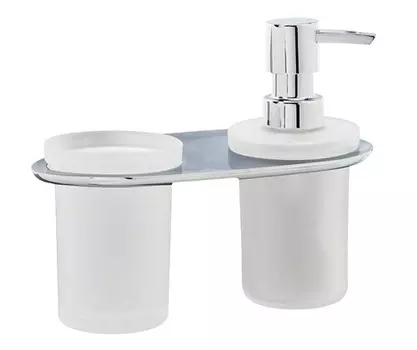 Стакан для зубных щеток Wasserkraft Kammel K-8389 с диспенсером, матовое стекло, хром