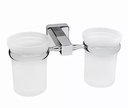 Стакан для зубных щеток Wasserkraft Lippe K-6528D двойной, матовое стекло, хром