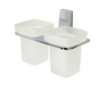 Стакан для зубных щеток Wasserkraft Lopau K-6028D матовое стекло, двойной, хром