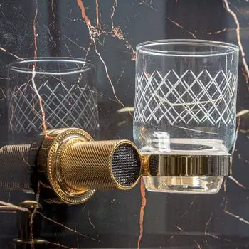 Стакан для зубных щеток Boheme Royal Cristal 10924-G-B золото, черный