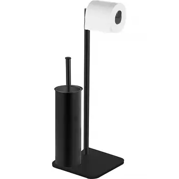 Стойка с бумагодержателем и ершиком Azario Altre AZ-421B черная матовая