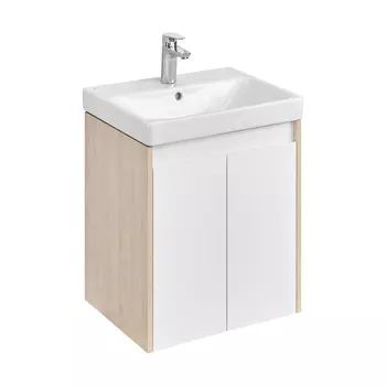 Тумба под раковину Aquaton Сканди 50 см 1A278801SDB20 белая глянцевая, дуб верона, подвесная