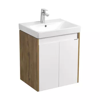 Тумба под раковину Aquaton Сканди 50 см 1A278801SDZ90 белая глянцевая, дуб рустикальный, подвесная