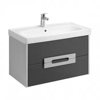 Тумба под раковину Aquaton Ар-Деко 80 см 1A280401DD8D0 2 ящика, серый кобальт