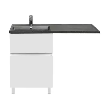 Тумба под раковину Aquaton Лайн 58 см 1A232101LF010 напольная, белая глянцевая