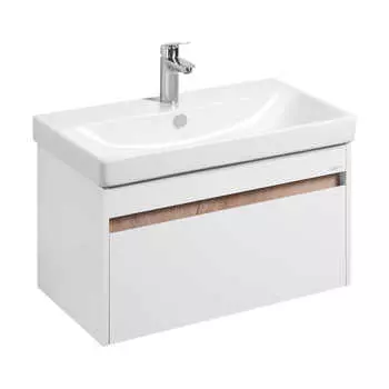 Тумба под раковину Aquaton Марти 77 см 1A283201MY010 подвесная, белая, дуб эндгрейн