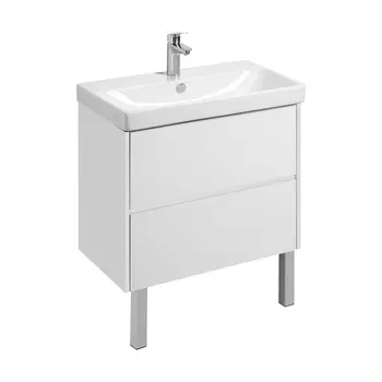 Тумба под раковину Aquaton Сканди 77 см 1A283001SD010 напольная, белая глянцевая, белая матовая