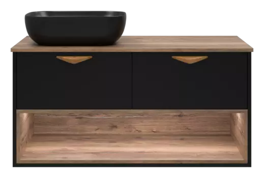 Тумба под раковину Brevita Bergen 105 см BER-07105-19-02-2Я подвесная, черная, темное дерево