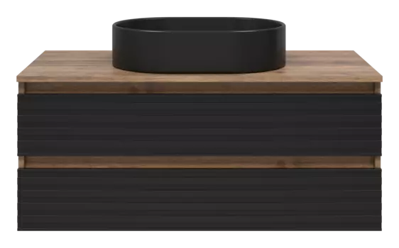 Тумба под раковину Brevita Dakota 100 см DAK-09100-19/02-2Я подвесная, черная, темное дерево