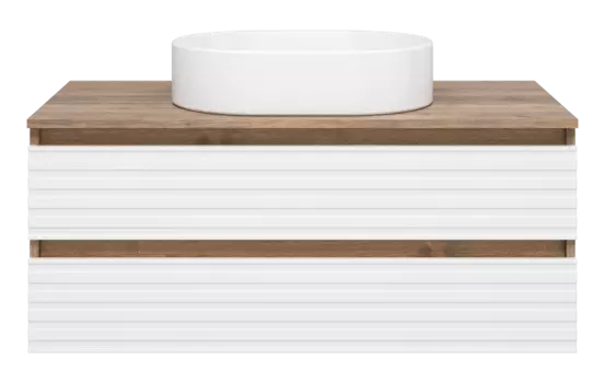 Тумба под раковину Brevita Dakota 100 см DAK-09100-19/01-2Я подвесная, белая, темное дерево