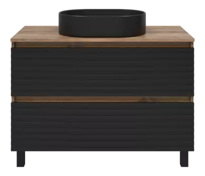 Тумба под раковину Brevita Dakota 100 см DAK-07100-19/02-2Я напольная, черная, темное дерево