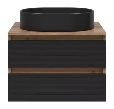 Тумба под раковину Brevita Dakota 60 см DAK-09060-19/02-2Я подвесная, черная, темное дерево