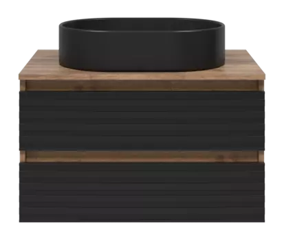 Тумба под раковину Brevita Dakota 70 см DAK-09070-19/02-2Я подвесная, черная, темное дерево