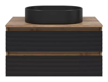 Тумба под раковину Brevita Dakota 80 см DAK-09080-19/02-2Я подвесная, черная, темное дерево