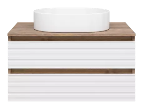 Тумба под раковину Brevita Dakota 80 см DAK-09080-19/01-2Я подвесная, белая, темное дерево