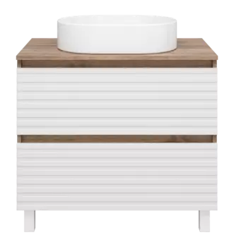 Тумба под раковину Brevita Dakota 80 см DAK-07080-19/01-2Я напольная, белая, темное дерево