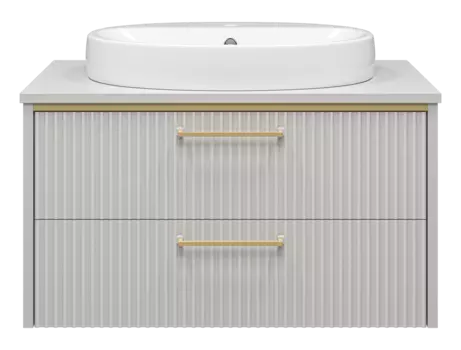 Тумба под раковину Brevita Elche 81 см ELC-01080-0502Я подвесная, серая, золото