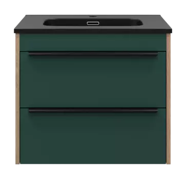 Тумба под раковину Brevita Greenwood 60 см GRE-09060-0802Я подвесная, темное дерево, зеленая