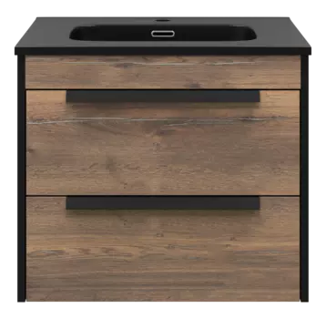 Тумба под раковину Brevita Monsour 60 см MON-09060-0102Я подвесная, темное дерево, черная