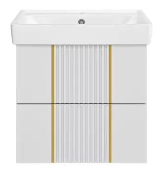 Тумба под раковину Brevita Vega 55 см VEG-09060-0102Я подвесная, белая, золото