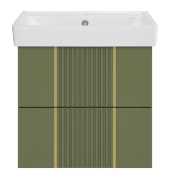 Тумба под раковину Brevita Vega 55 см VEG-09060-0802Я подвесная, зеленая, золото