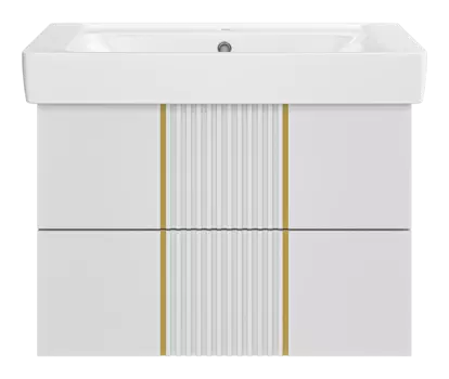 Тумба под раковину Brevita Vega 74 см VEG-09080-0102Я подвесная, белая, золото
