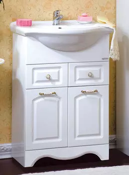 Тумба под раковину Бриклаер Анна 60 белый глянец