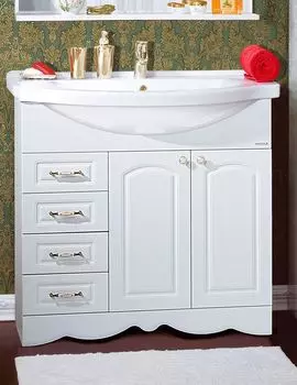 Тумба под раковину Бриклаер Анна 90 центральная белый глянец 4627125412172