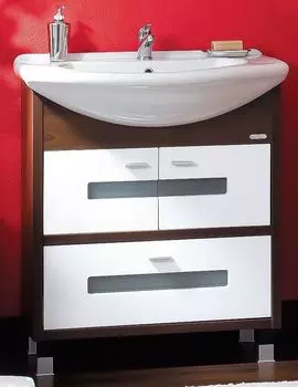 Тумба под раковину Бриклаер Бали 85 венге/белый глянец