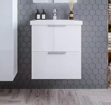 Тумба под раковину Бриклаер Хелена 57 см 4627125416354 подвесная, белая глянцевая