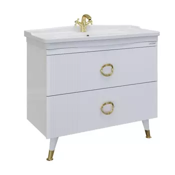 Тумба под раковину Grossman Атрио 99 см 1010501 напольная, белая глянцевая