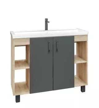 Тумба под раковину Grossman Флай 101002 100 см дуб сонома, серая