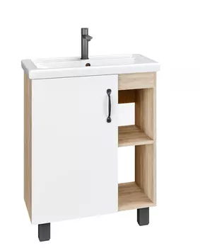 Тумба под раковину Grossman Флай 106001 60 см дуб сонома, белая