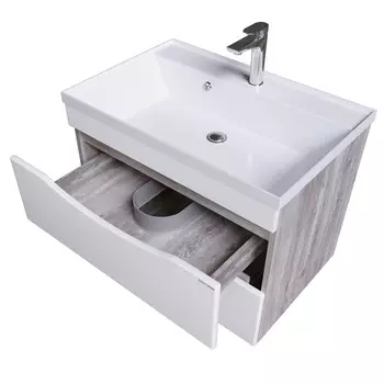 Тумба под раковину Grossman Талис 79 см 108014 подвесная, серая, белая глянцевая