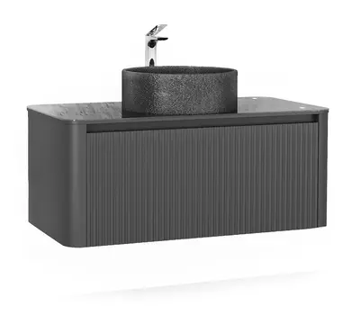 Тумба под раковину Jorno Lumino 100 см Lum.01.100/P/A/JR антрацит с подсветкой