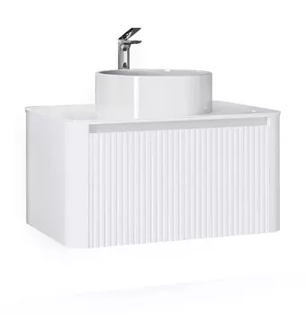 Тумба под раковину Jorno Lumino 80 см Lum.01.80/P/W/JR белая с подсветкой