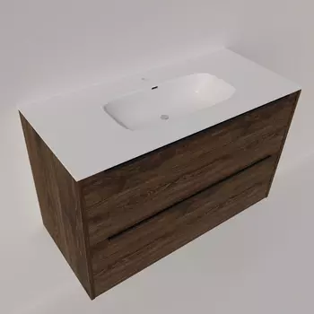Тумба под раковину La Fenice Tesoro 100 см FNC-01-TES-DGT-100-2 подвесная, дуб Галифакс табак