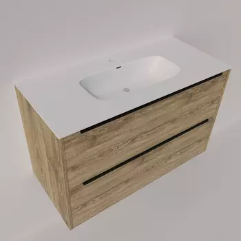 Тумба под раковину La Fenice Tesoro 100 см FNC-01-TES-DNN-100-2 подвесная, дуб Небраска натуральный