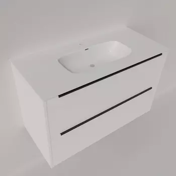 Тумба под раковину La Fenice Tesoro 100 см FNC-01-TES-PB-100-2 подвесная, платиновый белый