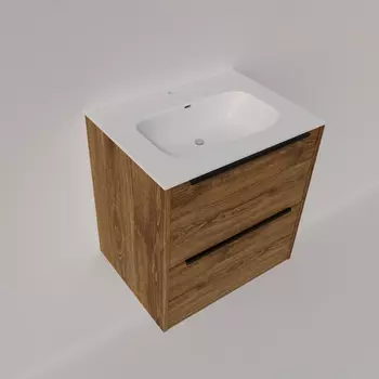 Тумба под раковину La Fenice Tesoro 60 см FNC-01-TES-DKK-60-2 подвесная, дуб Канзас коричневый