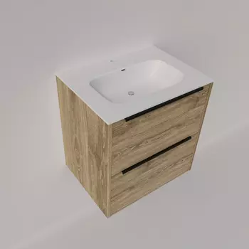 Тумба под раковину La Fenice Tesoro 60 см FNC-01-TES-DNN-60-2 подвесная, дуб Небраска натуральный