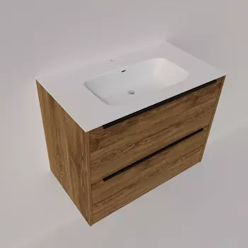 Тумба под раковину La Fenice Tesoro 80 см FNC-01-TES-DKK-80-2 подвесная, дуб Канзас коричневый