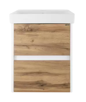 Тумба под раковину Misty Адриана 44 см П-Адр01045-0122Я подвесная, белая, светлое дерево