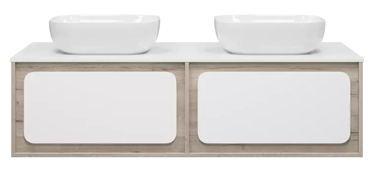 Тумба под раковину Misty Дубль 150 см П-Дуб-09150-372Я подвесная, белая, светлое дерево