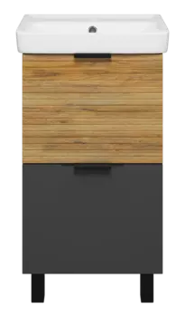 Тумба под раковину Misty Форест 44 см Э-Фор-07050-0219-2Я напольная, светлое дерево, серая