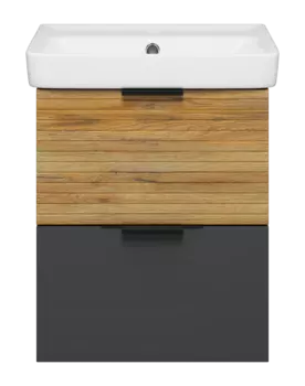 Тумба под раковину Misty Форест 44 см Э-Фор-09050-0219-2Я подвесная, светлое дерево, серая