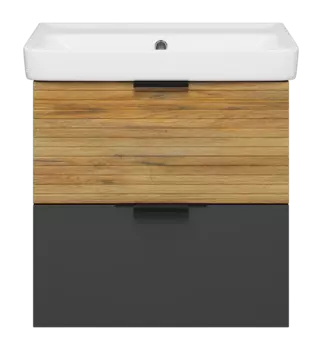 Тумба под раковину Misty Форест 55 см Э-Фор-09060-0219-2Я подвесная, светлое дерево, серая