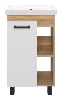 Тумба под раковину Misty Крафт 47 см П-Кра-07050-011 напольная, белая, светлое дерево